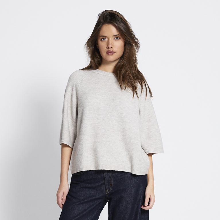 Basic knit tee "Everly" Beige Melange